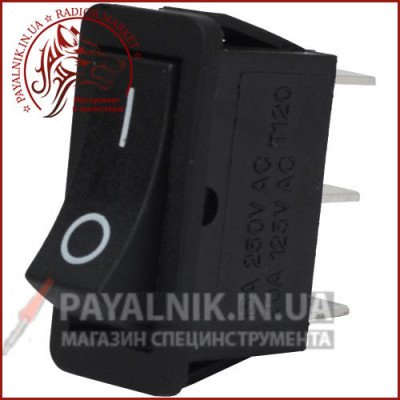 Перемикач вузький RS-102-16C ON-ON 3-х контактний, 15A, 220V, чорний