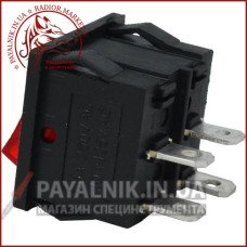 Перемикач широкий з підсвічуванням MIRS-201-4 ON-OFF 4-х контактний, 6A, 220V, червоний