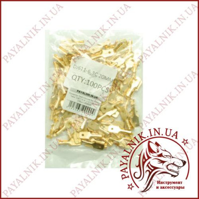 Конектор Takel плоский без ізоляції "тато" DJ611 6.3C (1,5-2,5/6,3-0,5) L24.5mm long (100шт)