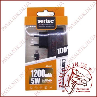 СЗУ Sertec 1.2A із цільним шнуром micro USB (ST-032)