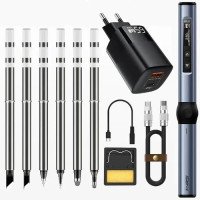 Розумний паяльник FNIRSI HS-01 PD, 65W, дисплей OLED, USB-C 9-20V (6 жал та адаптерт у комплекті)