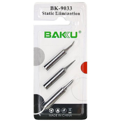 Жало паяльника Baku BK-9033-I, S, K (рівне, вигнуте, лезо - комплект 3шт.)
