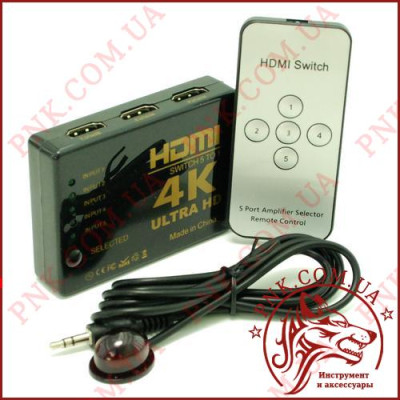HDMI свитч на 5 портів з пультом Switch 4K Ultra HD