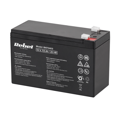 Акумулятор гелієвий Rebel 12V 7.5Ah (BAT0403)
