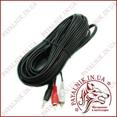 Кабель аудіо mini jack 3.5mm stereo - 2 RCA audio 10m Польща (KPO2747-10)