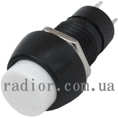 Кнопка середня PBS-11A з фіксацією ON-OFF 2-х контактна, 3А, 250V біла