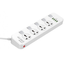 Мережевий подовжувач з USB LDNIO SC4408 4USB 3.4A 17W, 4 розетки 2500W + стабілізація напруги