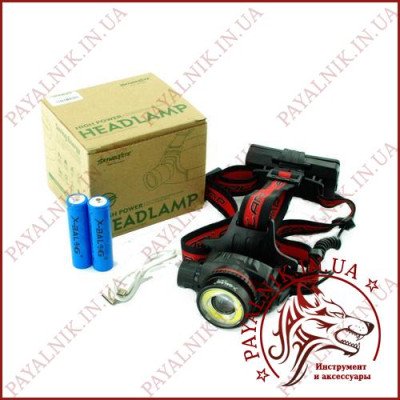 Ліхтарик налобний X-Balog BL-WT01-T6 (2 x 18650, зарядка від Micro USB)