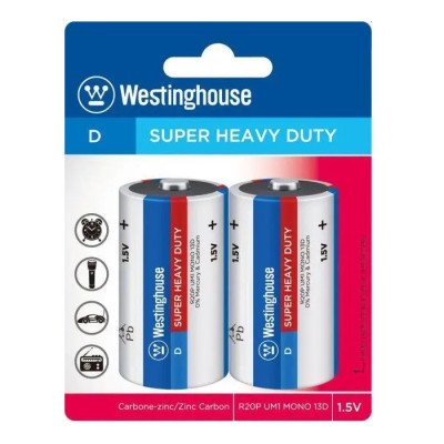 Батарейка Westinghouse 1.5v R20 (R20P/BP2V) D сольова (zinc carbon)