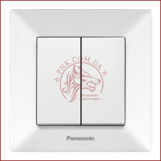 Вимикач подвійний білий Panasonic arkedia slim 250V 10A (WNTC0009-2WH) (480100189)