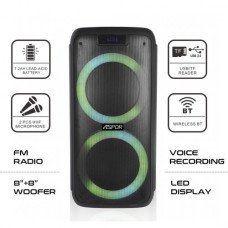 Bluetooth колонка Aspor A668 100W PARTYBOX, ПУЛЬТ, КАРАОКЕ 2 МІКРОФОНУ