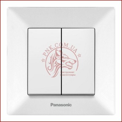 Вимикач подвійний білий Panasonic arkedia slim 250V 10A (WNTC0009-2WH) (480100189)
