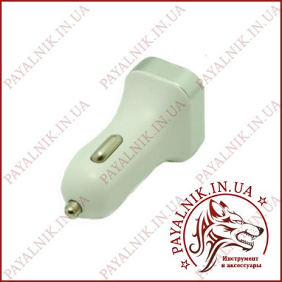 Автомобільний зарядний пристрій USB з вольтметром 2 порти 5v 2.1a (прямокутний)