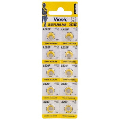 Батарейка Vinnic Alkaline AG4, LR66, 376, L626F