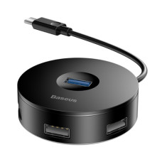 Хаб Baseus round box HUB Adapter Type-C to USB3.0 1шт. + USB2.0 3шт. Black