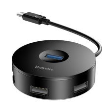 Хаб Baseus round box HUB Adapter Type-C to USB3.0 1шт. + USB2.0 3шт. Black