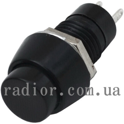 Кнопка середня PBS-11B без фіксації OFF-(ON) 2-х контактна, 1А, 250V чорна