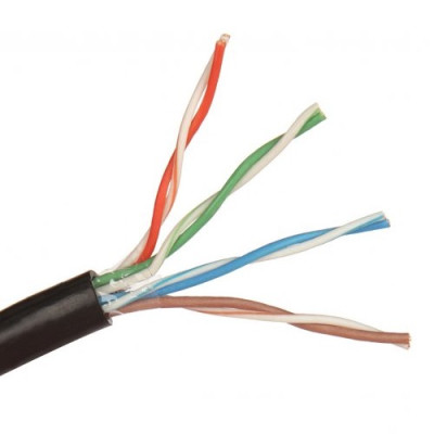 Кабель кручена пара KW-Link Сat.5e 4x2 (0,51CCA), (RJ-45), 8 жил, зовнішній, чорний, 1 метр