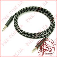 Кабель AUX mini jack 3.5мм 1.0м тканина (без пакування)