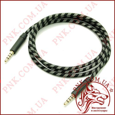 Кабель AUX mini jack 3.5мм 1.0м тканина (без пакування)