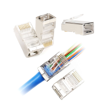 Конектор інтернет RJ-45 штекер під обтиск, екранований, прохідний (premium) CAT 6