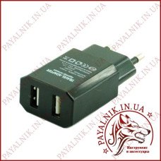 Мережевий зарядний пристрій 2 usb 5v 2.0a (p-0021c)