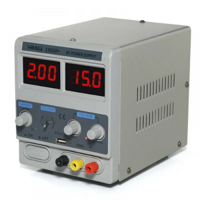 Лабораторний блок живлення YIHUA 1502D+, цифрова індикація + USB 15B, 2A (12-1402)