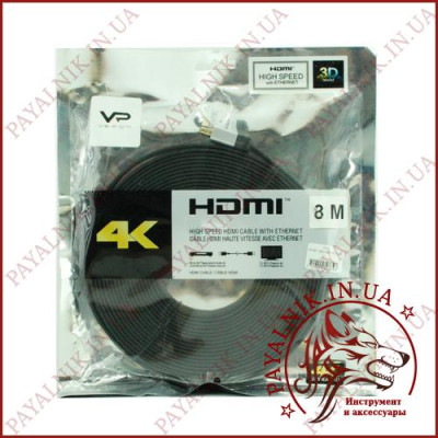 Кабель відео 4K Veron HDMI Cable плоский (8m)