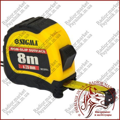 Рулетка Sigma 8 метрів Shiftlock (ширина 25 мм)
