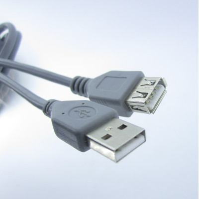 Подовжувач USB (шт.A-гн.А) version 2,0, діам.-4,5мм, 1,8м., сірий