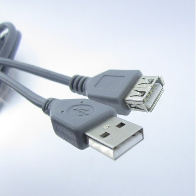 Подовжувач USB (шт.A-гн.А) version 2,0, діам.-4,5мм, 1,8м., сірий