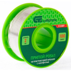 Припій POS61 з каніфоллю Ø 2 мм., 100г. (Сібртех 913387)