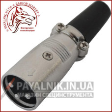 Штекер CANON (XLR) 3pin, під шнур, корпус метал, 1-0201