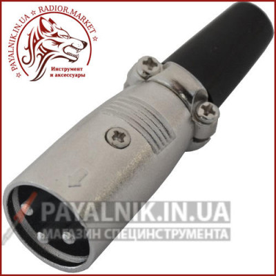 Штекер CANON (XLR) 3pin, під шнур, корпус метал, 1-0201