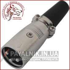 Штекер CANON (XLR) 3pin, під шнур, корпус метал, 1-0201