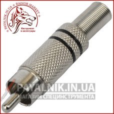 Штекер RCA із пружиною, діам.-6,5мм, метал, чорний Штекер RCA із пружиною, діам.-6,5мм, метал, чорний