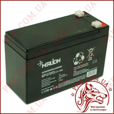 Акумулятор свинцево-кислотний Merlion 12V 7.2AH (GP1272F2) ( 150 x 65 x 95 (100) )