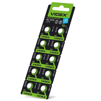 Батарейка VIDEX AG2, LR726, 1.5V (7.9*2.6mm.)