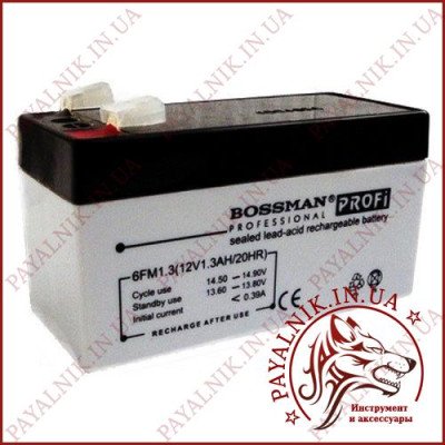 Акумулятор свинцево-кислотний Bossman Profi 12v 1.3a/20HR (6FM1.3)