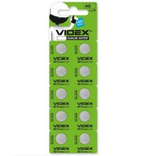 Батарейка Videx AG10 LR1130 1.5V (11.6*3.1mm.) Alkaline battery