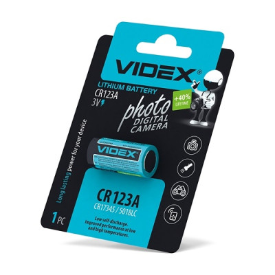 Батарейка літієва Videx CR 123A 1pc BLISTER CARD (20\200)