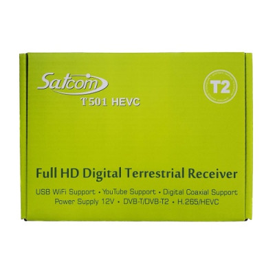 TV Тюнер Satcom T501 HEVC T2 2USB, IPTV, FULL HD, DVB-T, T2 12V