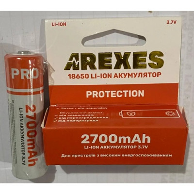 Акумулятор AREXES 18650 li-ion літієвий 3.7V 2700mah з захистом